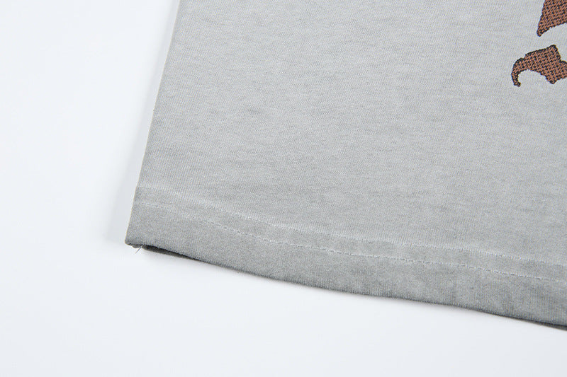 Washed Portrait Print Short Sleeve T-Shirt WN25785