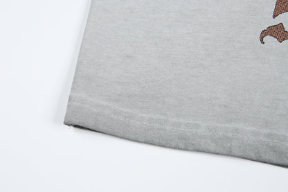 Washed Portrait Print Short Sleeve T-Shirt WN25785