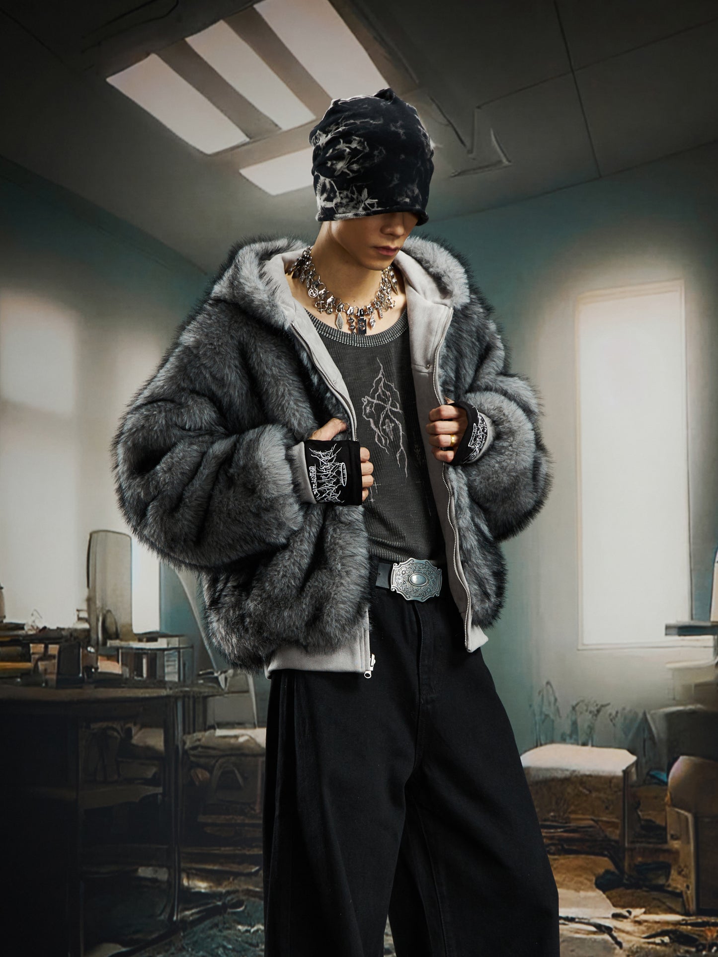 Reversible Fake Fur Zipper Jacket WN22754