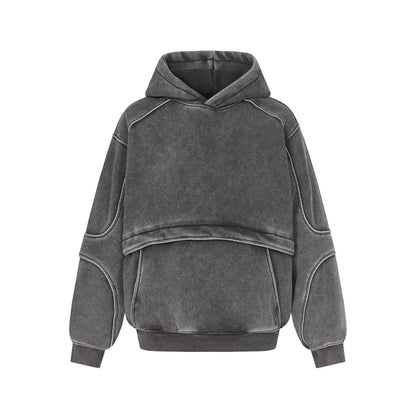 Fleece Lining Washed Pullover Hoodie WN21876