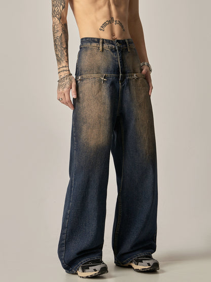 Washed Wide-leg Straight Denim Jeans WN6221