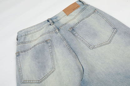 Washed Whisker Wide Leg Denim Jeans WN26092