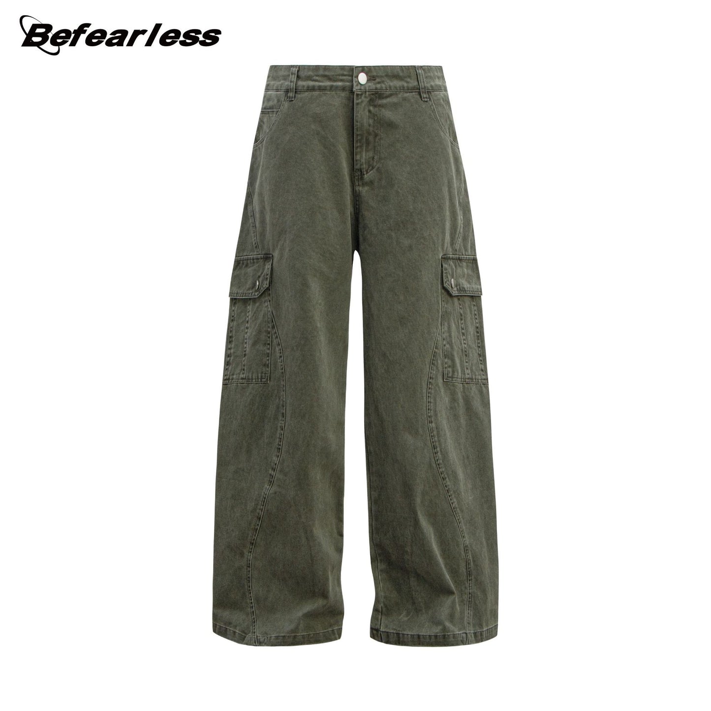 Washed Multi-Pocket Wide Leg Cargo Pants WN26231