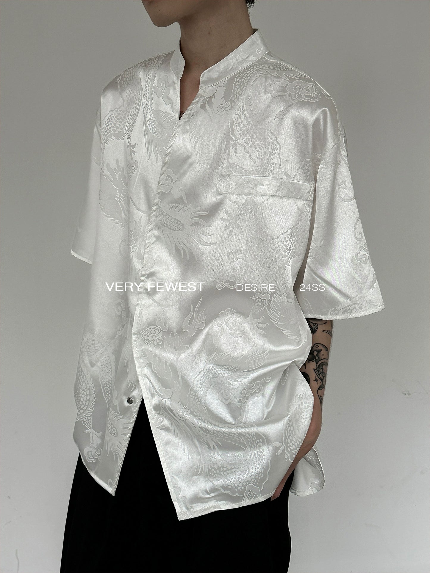 Jacquard Satin Short Sleeve Shirt WN8882