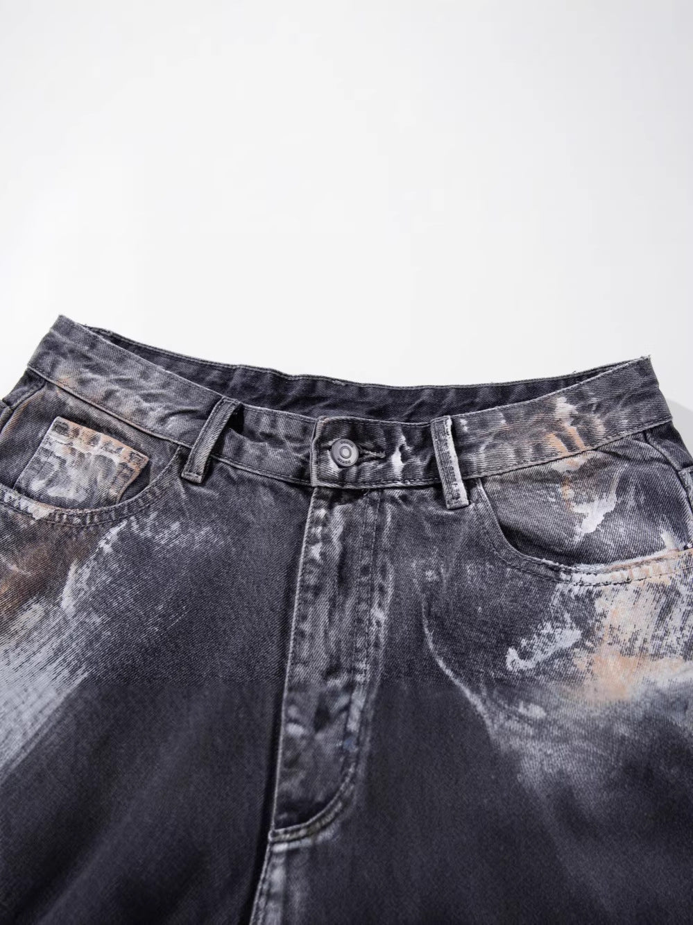 Paint Damage Wide Leg Denim Jeans WN27980