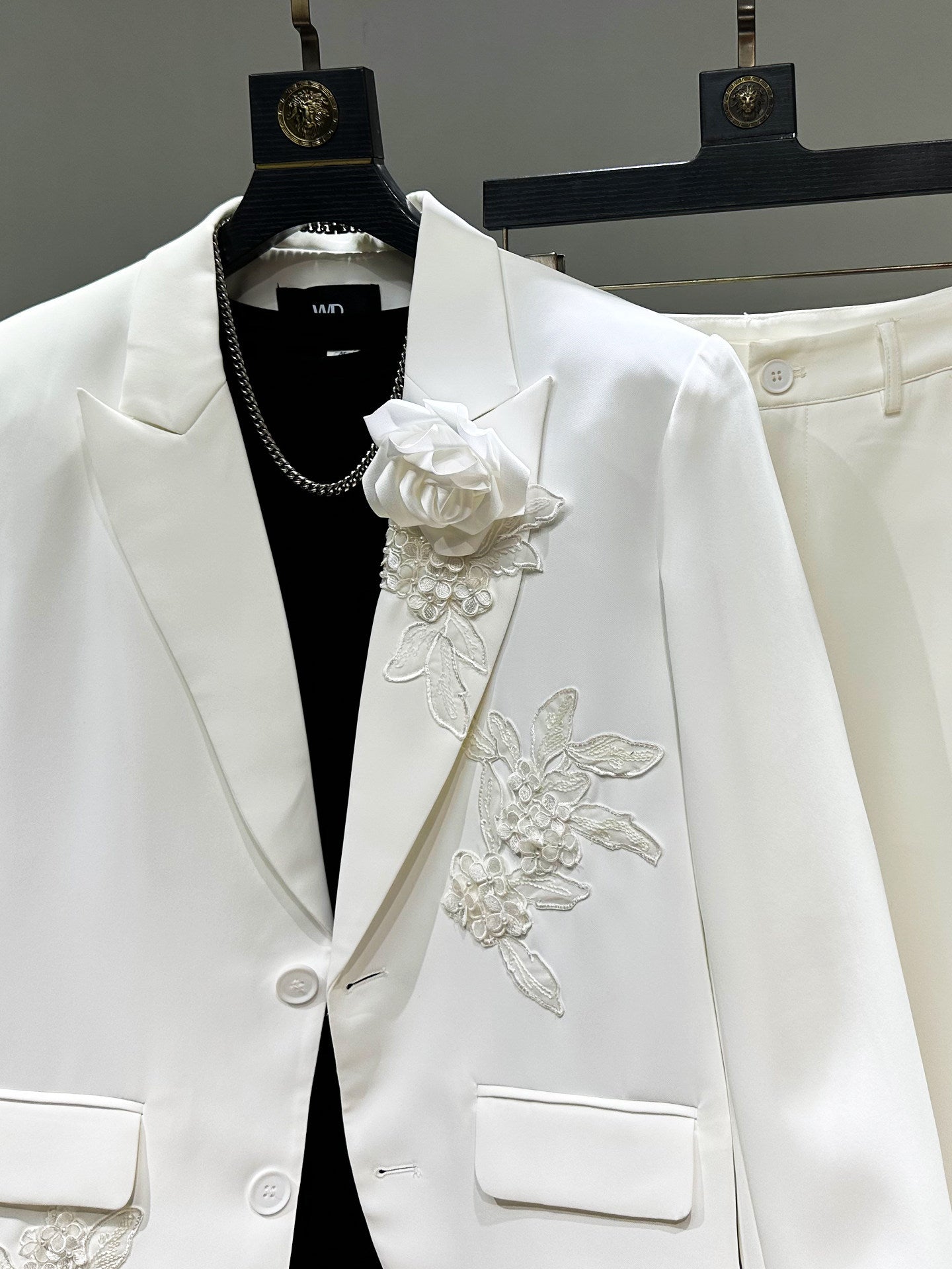 Embroidery Tailored Jacket & Flare Trousers Setup WN23943