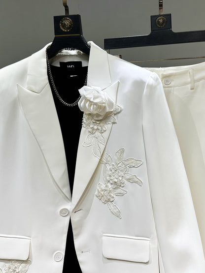 Embroidery Tailored Jacket & Flare Trousers Setup WN23943