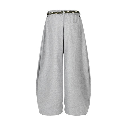 Rope Drawstring Curved Wide Leg Sweatpants WN25708