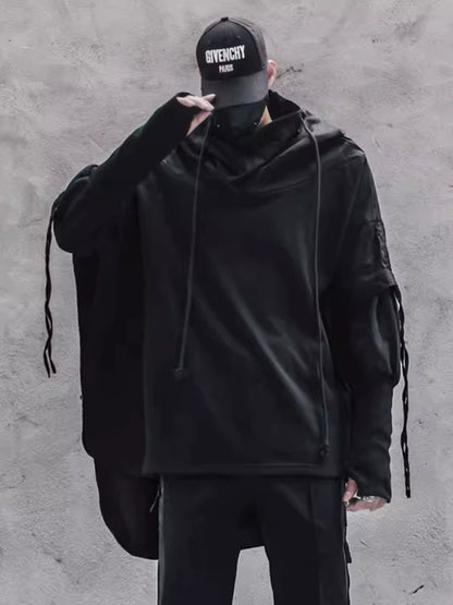 Mix Patch Irregular Oversize Hoodie WN22375