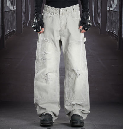Heavy Wash Damage Ripped Cargo Pants WN22914