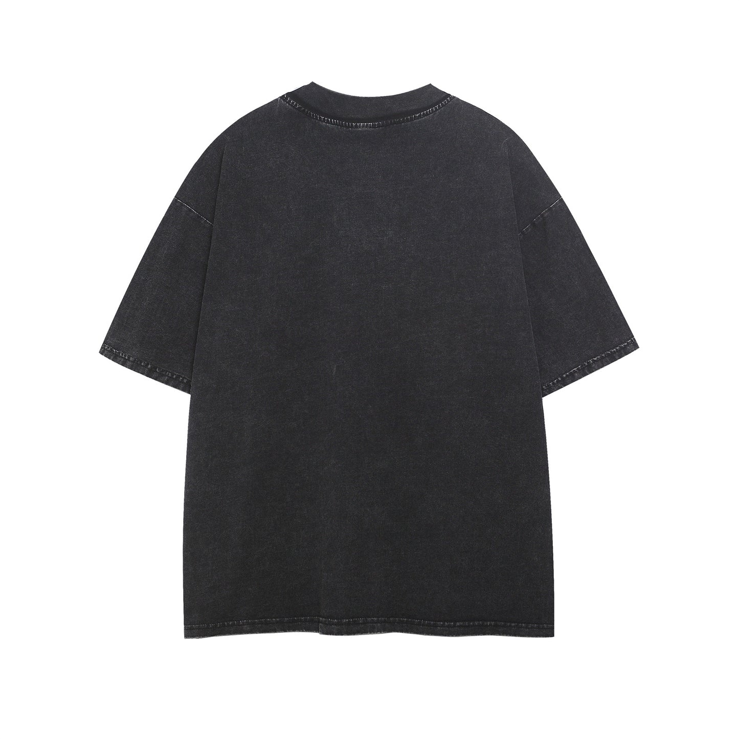 Washed Overlapping Figure Letter Print Short Sleeve T-Shirt WN26915
