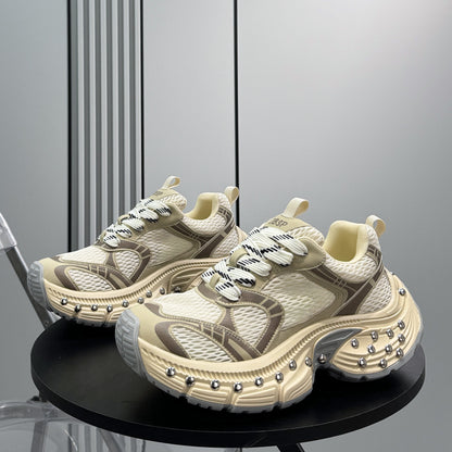 Mesh Studs Platform Chunky Sole Sneakers WN24664