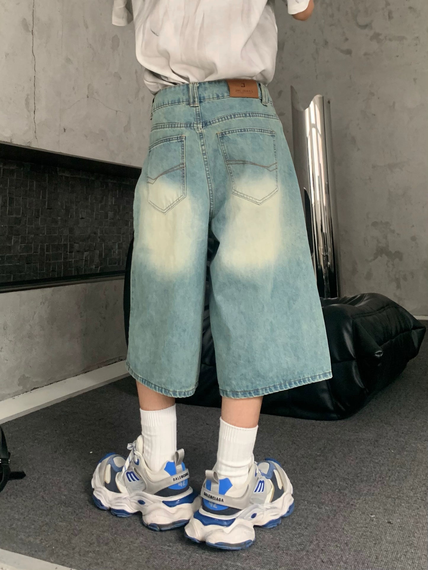 Washed Straight Leg Half Denim WN19838