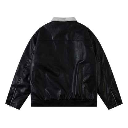 Fleece Lining PU Leather Jacket WN11487