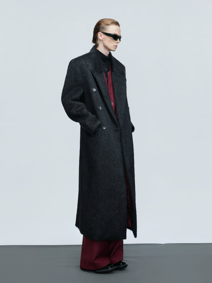 Double-Breasted Shoulder-Pad Long Coat WN21732