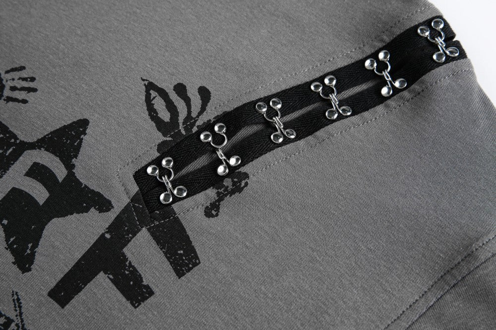 Fake Layered Studs Graphic Long Sleeve T-Shirt WN27820