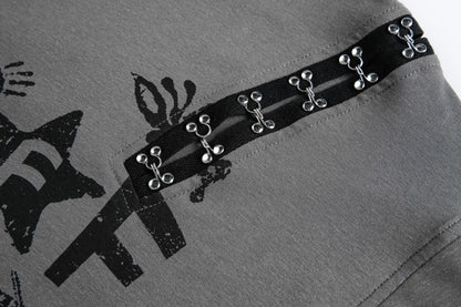 Fake Layered Studs Graphic Long Sleeve T-Shirt WN27820