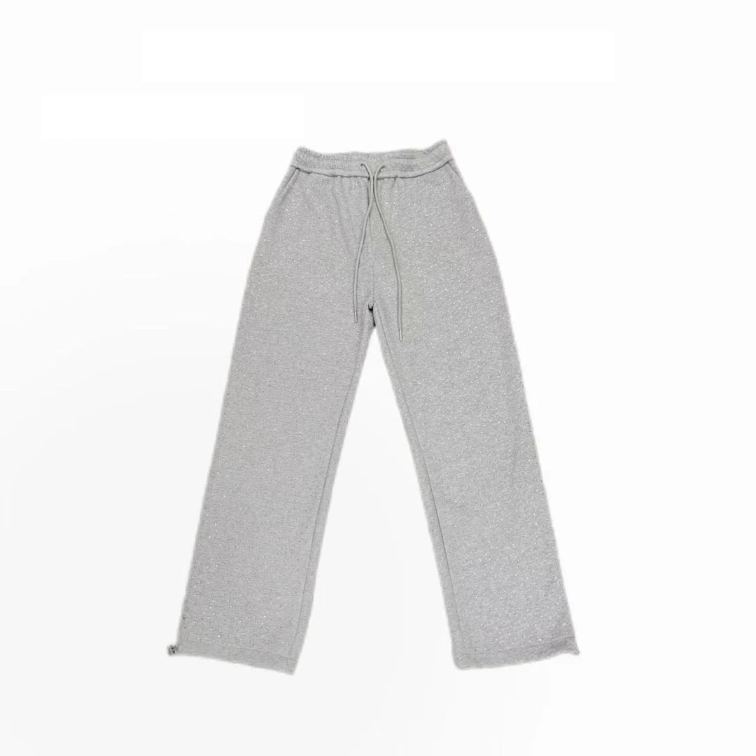 Rhinestone Adjustable Drawstring Sweatpants WN20710