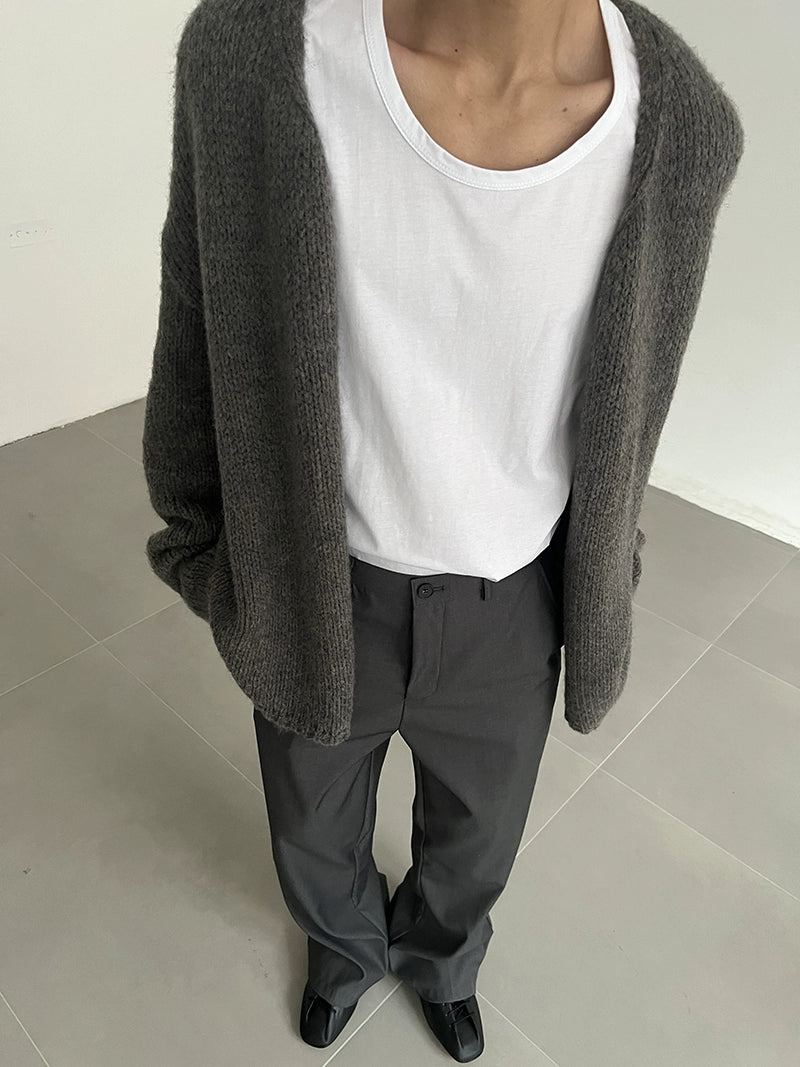 Collarless Knit Cardigan WN21494