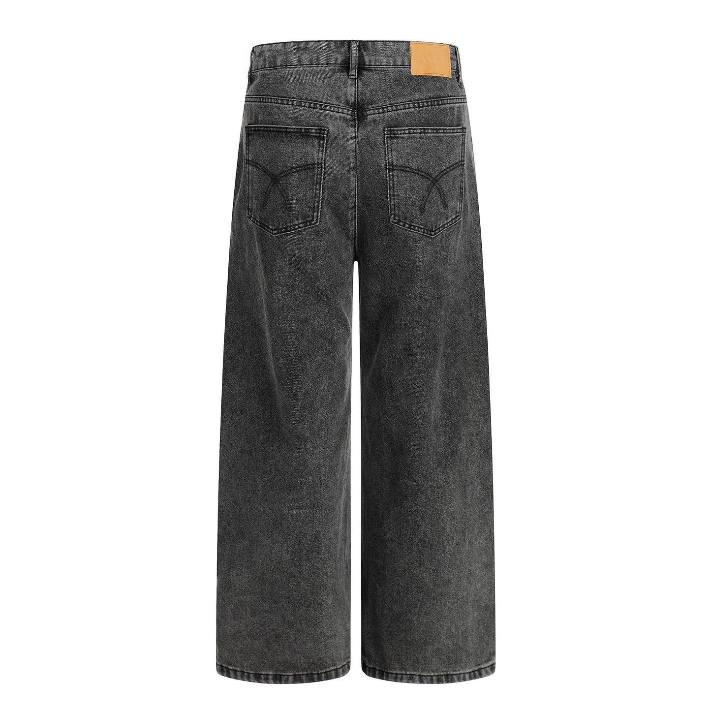 Washed Irregular Panel Wide Leg Denim Jeans WN25825