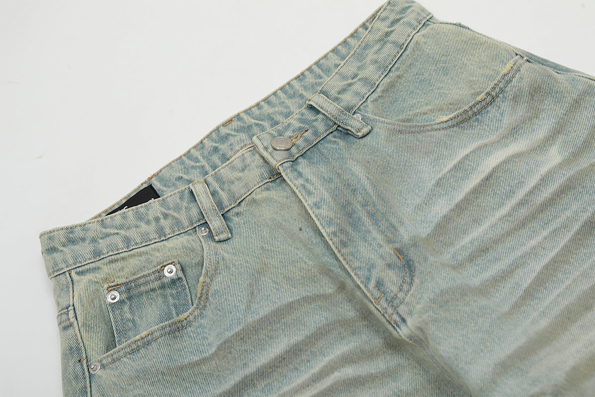 Washed Wide Leg Curved Denim Jeans WN23032