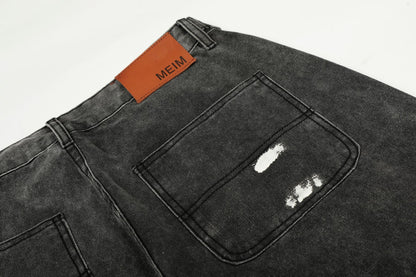 Washed Paint Straight Denim Jeans WN26056