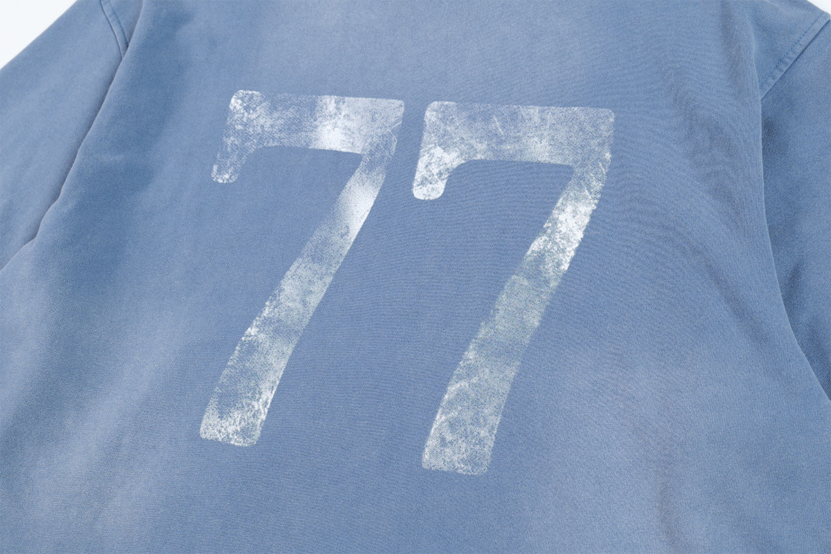 Washed Letter Rhinestone Design Damage Hoodie WN25384