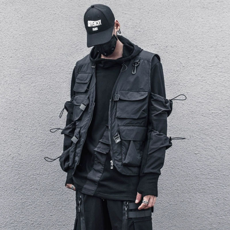 Multi Pocket Tactical Sleeveless Jacket WN22311