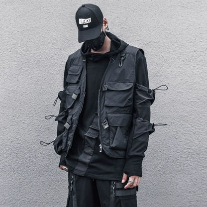 Multi Pocket Tactical Sleeveless Jacket WN22311