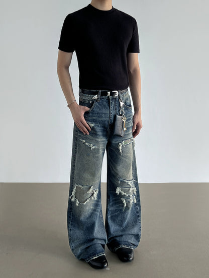 Washed Wide Leg Denim Jeans WN21206