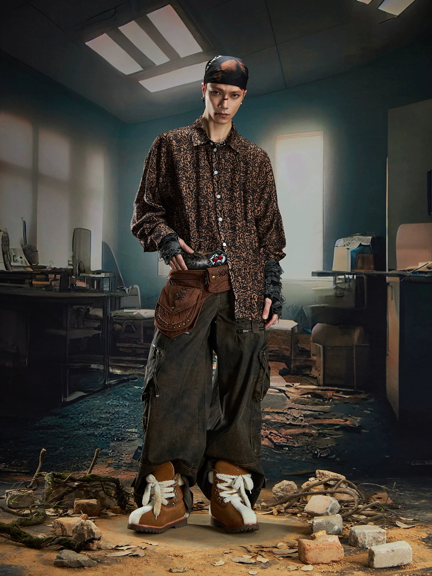 Leopard Print Oversize Long Sleeve Shirt WN20565