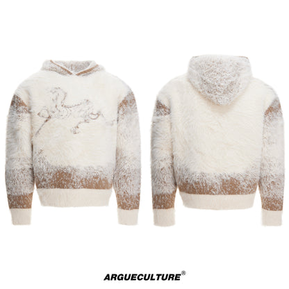Fake Mink Fur Oversize Hooded Sweater WN23542