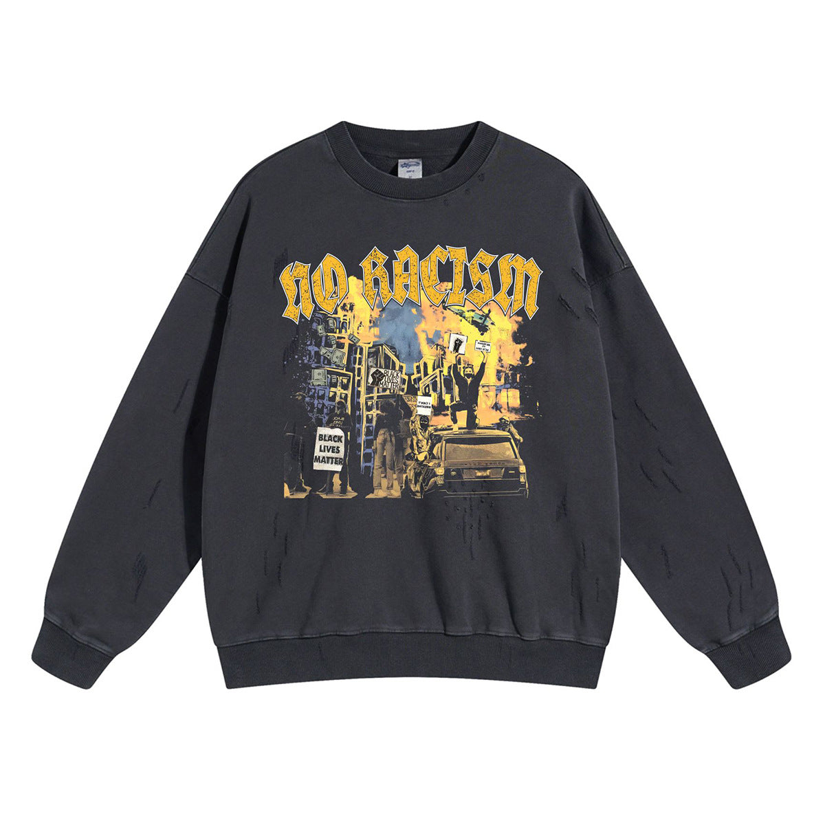 Washed Digital Print Crewneck Sweatshirt WN10007