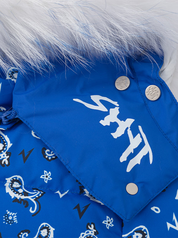 Paisley Hooded White Duck Down Jacket WN20971