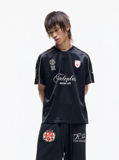 Sporty Textured Panel Print Short Sleeve T-Shirt WN27309