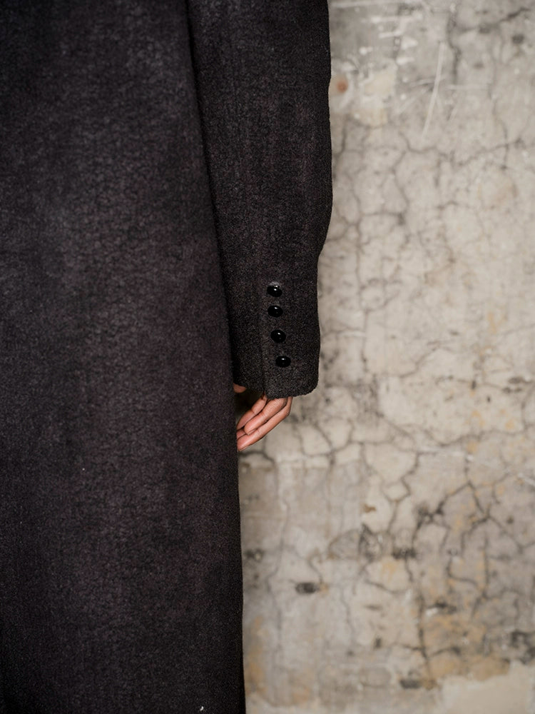 Wool Gem Shoulder-Pad Long Double-Breasted Coat WN21306