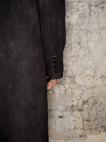 Wool Gem Shoulder-Pad Long Double-Breasted Coat WN21306