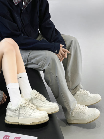 Chunky Textured Platform Lace-Up Sneakers WN24538