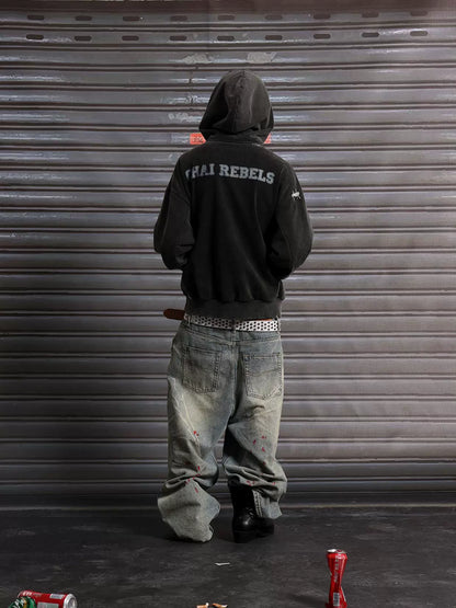 Washed Wide Leg Baggy Denim Jeans WN19077