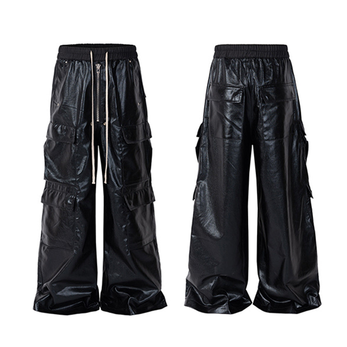 PU Coated Wide-Leg Cargo Pants WN11369 – WONDER NOAH