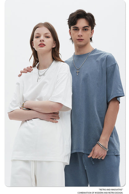 Oversize Washed Short-sleeve-T-shirt & Washed Short Sweatpants Setup WN6633