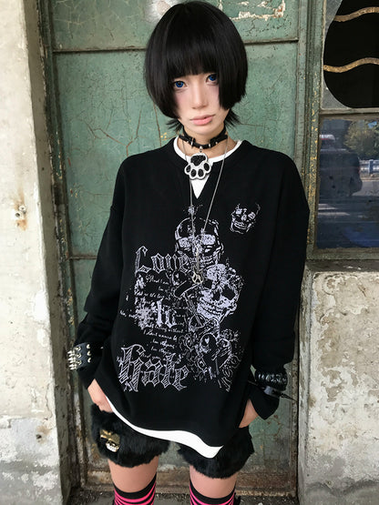 Waffle Knit Fake Layered Long Sleeve T-Shirt WN15949