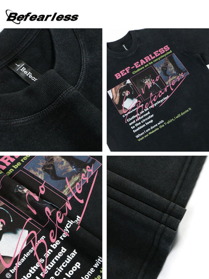 Portrait Graphic Letter Print Short Sleeve T-Shirt WN26250