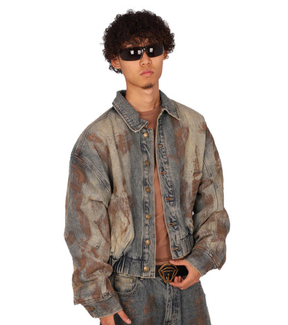 Mud Dye Washed Denim Short Jacket WN26610