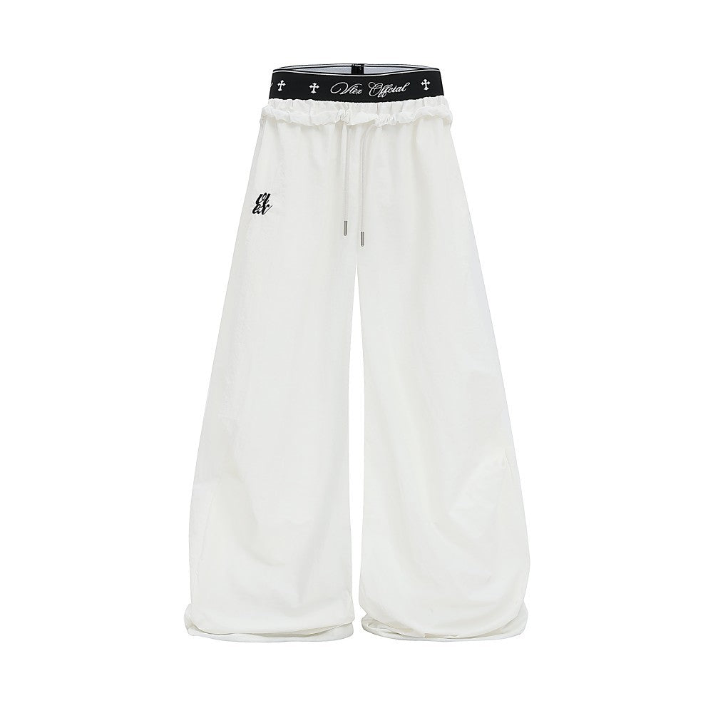 Double Waist Drawstring Wide Leg Pants WN27795