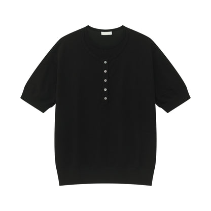 Fake Two Pieces Crew Neck Knit Short Sleeve Shirt WN24956