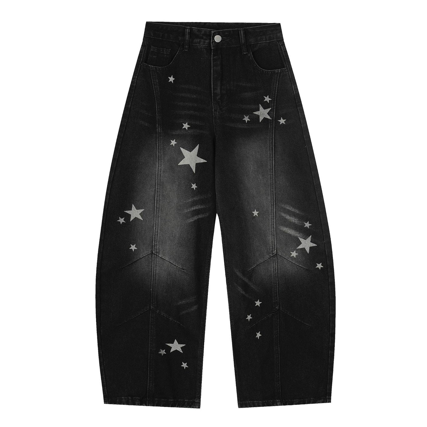 Star Print Curved Denim Jeans WN25482