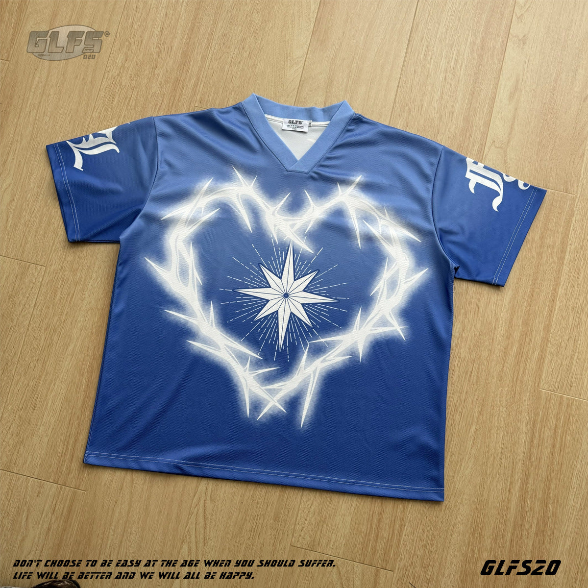 Mesh Gradient Heart Print Short Sleeve T-Shirt WN26499