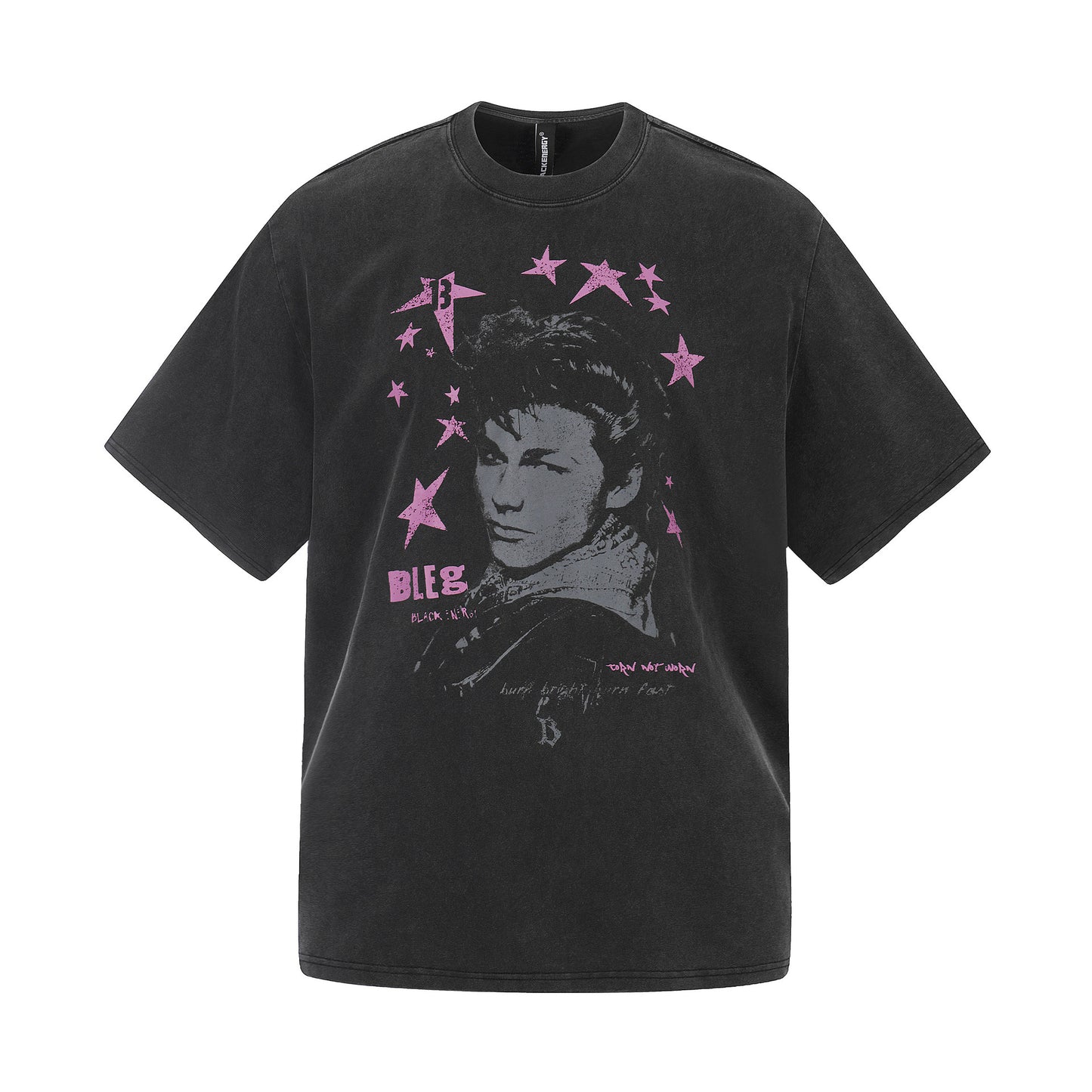 Washed Star Portrait Print Short Sleeve T-Shirt WN25535