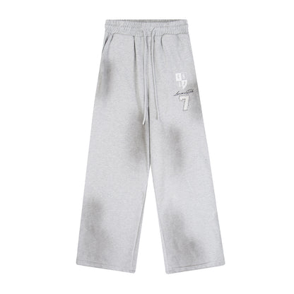 Spray Paint Gradient Embroidery Wide Leg Sweatpants WN28007